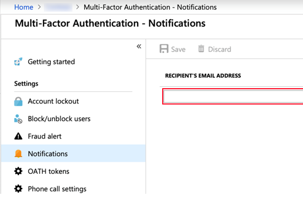 Azure Active Directory notification settings screen