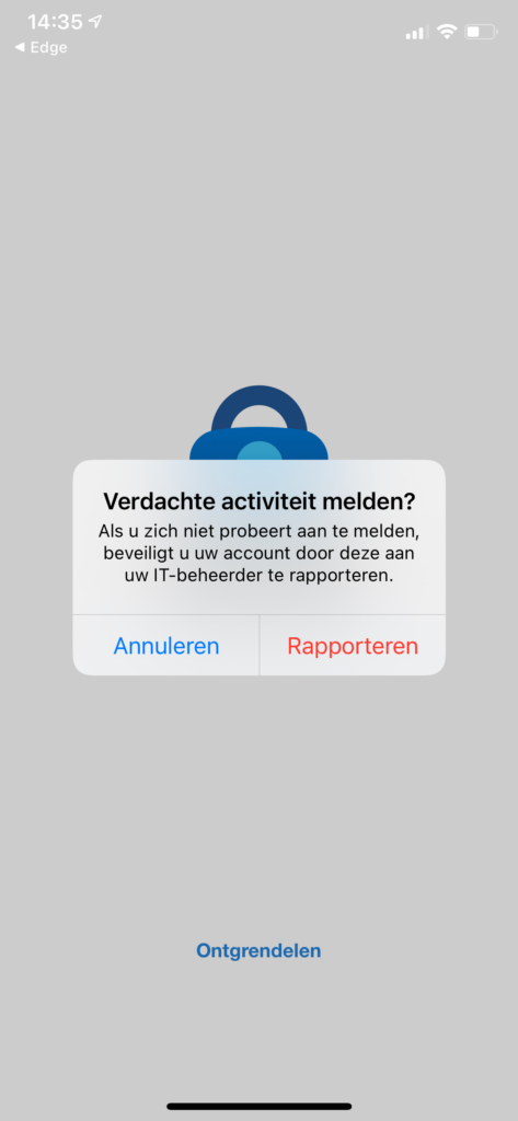 Screenshot of a fraudulent MFA authentication attempt in Azure